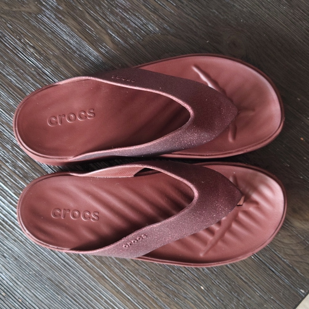 Crocs Women's Getaway Platform Glitter Flip In Dark Clay Size 9 - Picture 6 of 14